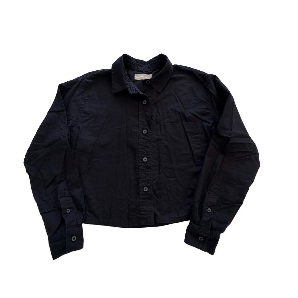 Everlane Womens The Way-Short Button Down Shirt 100% Cotton Black Boxy L